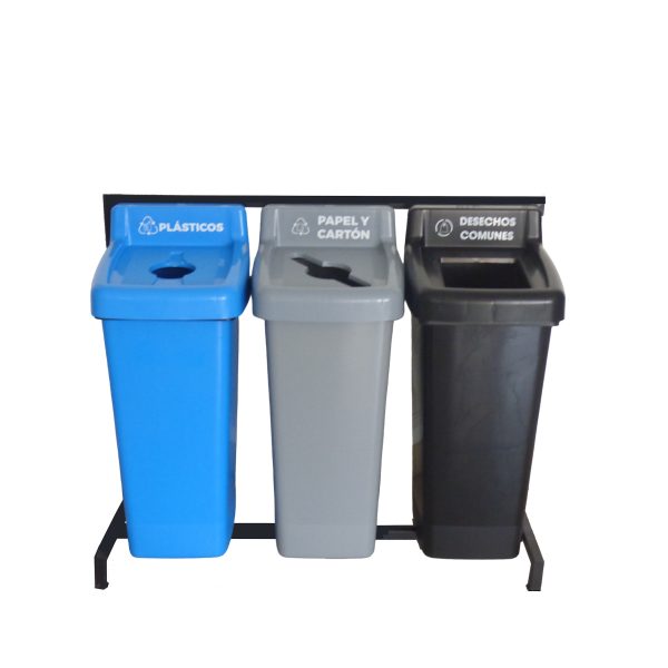 Punto Ecológico con Estructura Metálica de 3 tachos | Simple