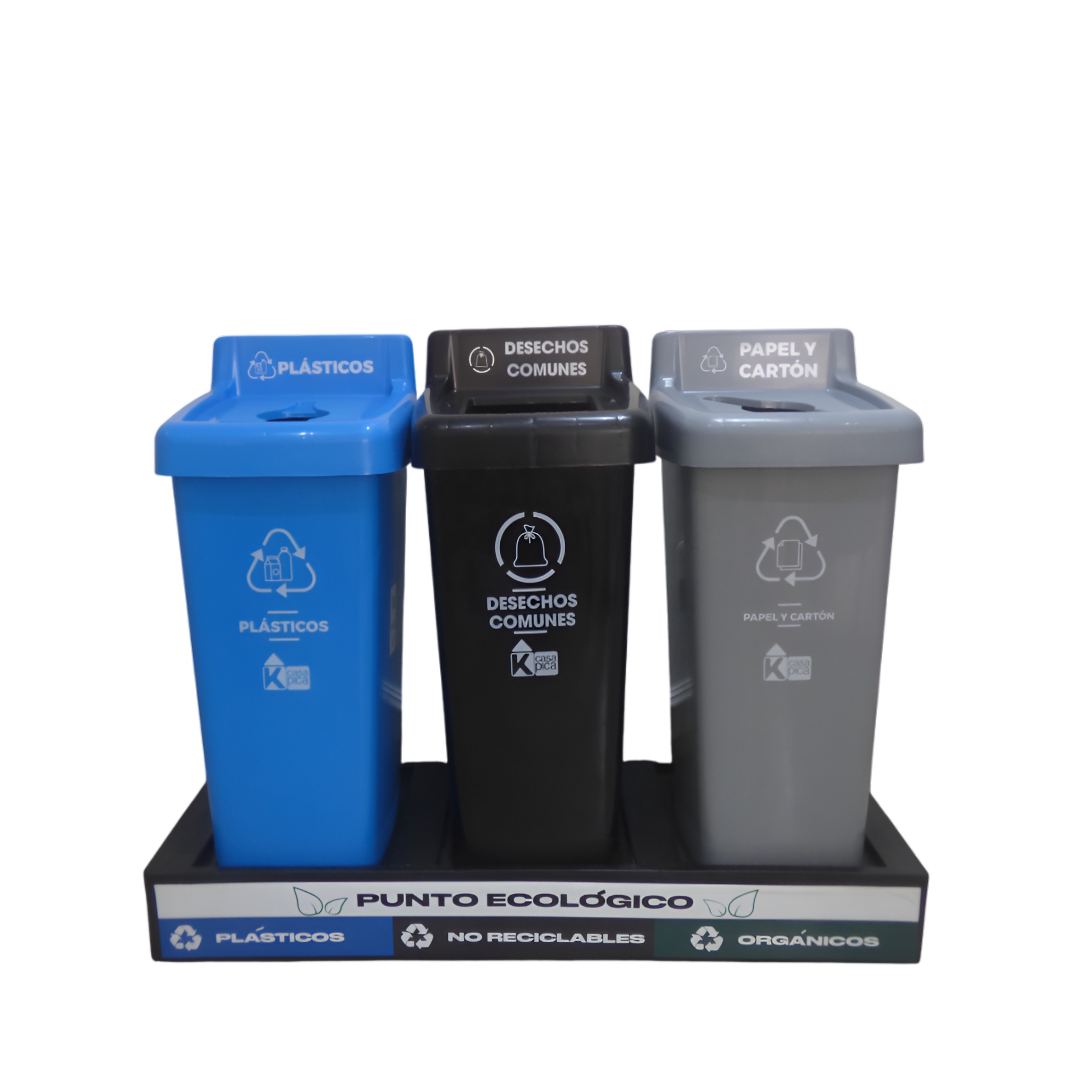 Punto Ecológico con Estructura Base de 3 tachos | 50-53 litros