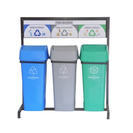 118049 Punto Ecológico con Estructura Metálica de 3 tachos | 50-53 litros