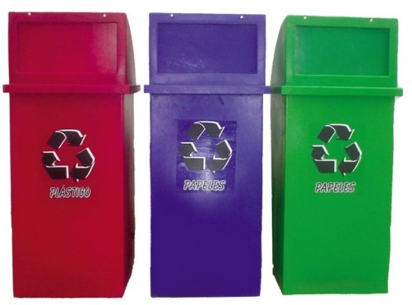 Punto ecológico con 3 tachos plásticos | 90 litros