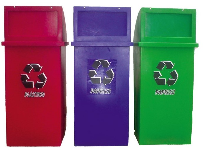 Punto ecológico con 3 tachos plásticos | 90 litros